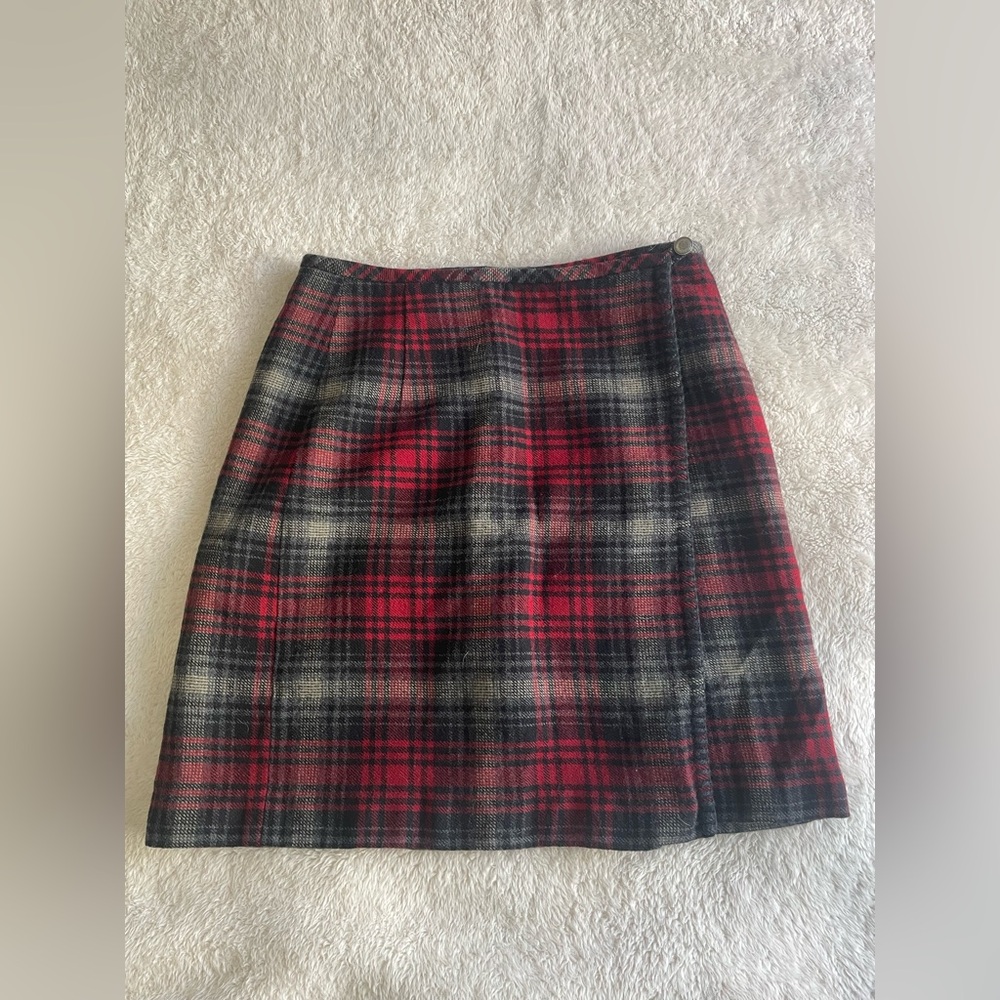 Eddie Bauer Red and Black Plaid Pencil Skirt
